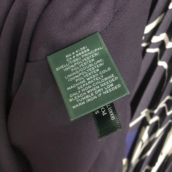 Ralph Lauren Midi Dress Pleated Skirt Floral Printed Navy Blue White NWT 4 - Picture 5 of 5